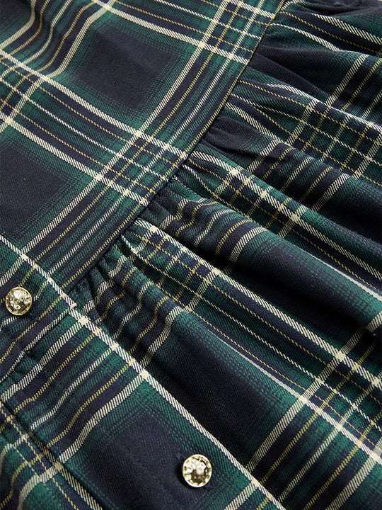 Carolyn  - Long Plaid Shirt Dress Seasonal Gatherings