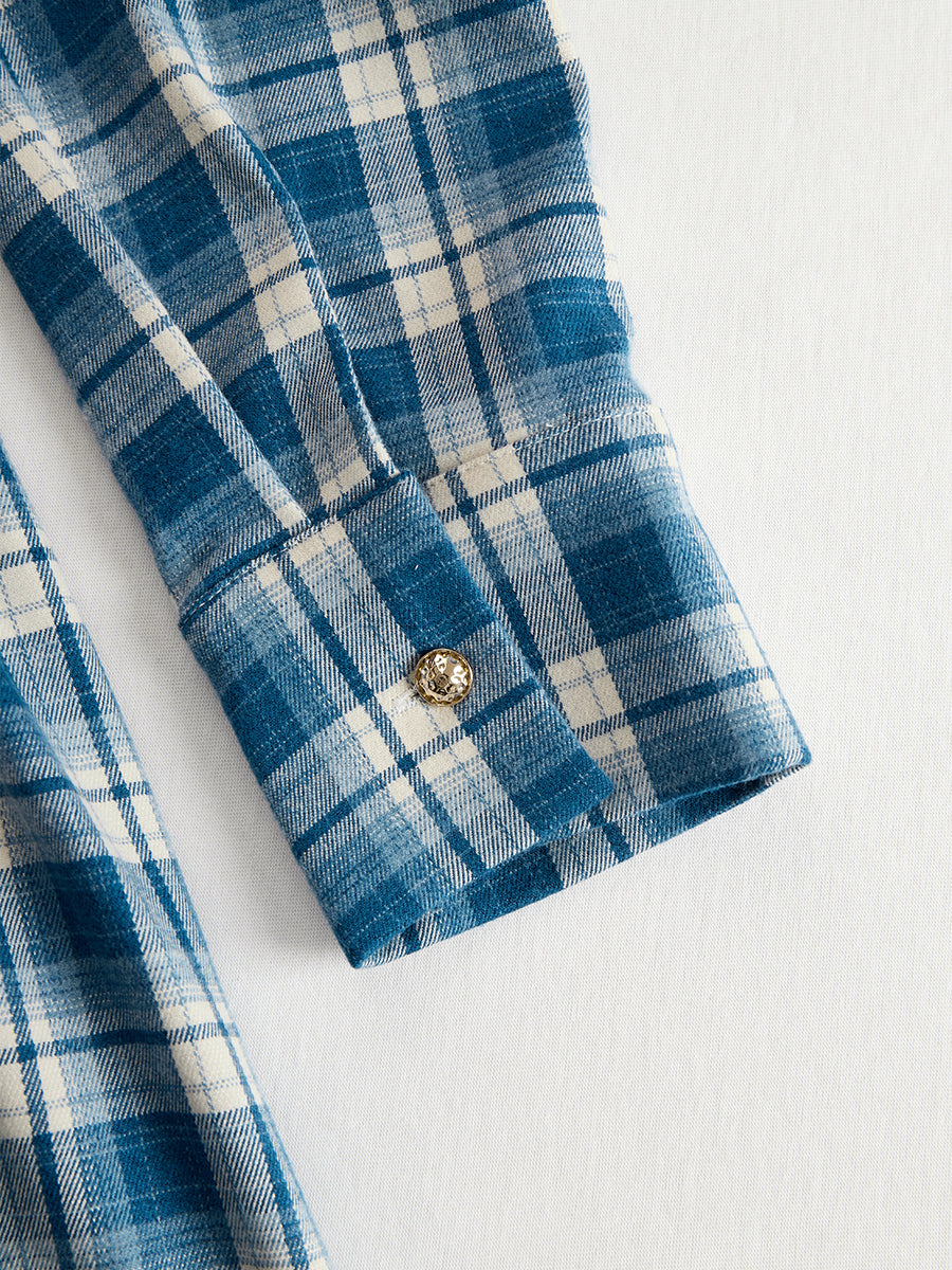 Carolyn  - Long Plaid Shirt Dress Seasonal Gatherings