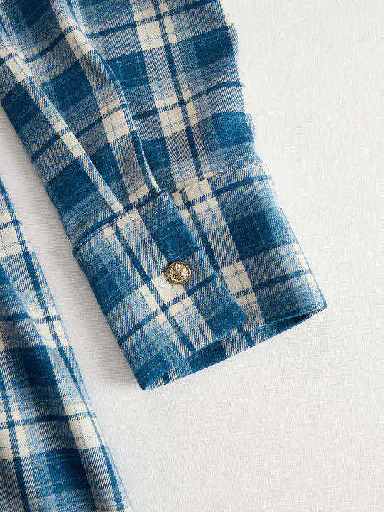 Carolyn  - Long Plaid Shirt Dress Seasonal Gatherings