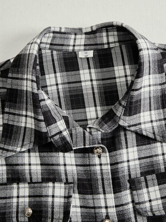 Carolyn  - Long Plaid Shirt Dress Seasonal Gatherings