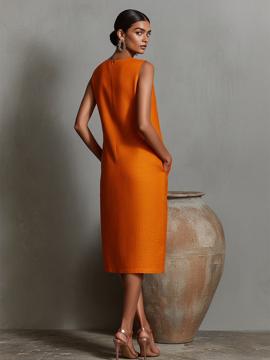 Catherine  - Sleeveless Midi Shift Dress Summer Vacations