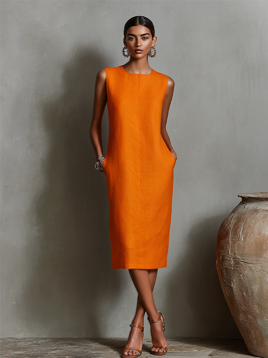 Catherine  - Sleeveless Midi Shift Dress Summer Vacations