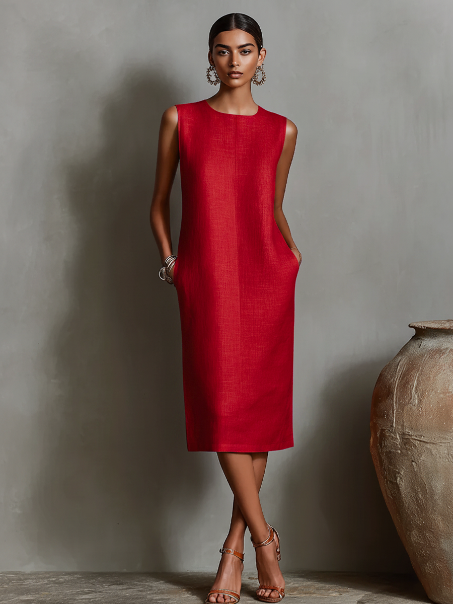 Catherine  - Sleeveless Midi Shift Dress Summer Vacations