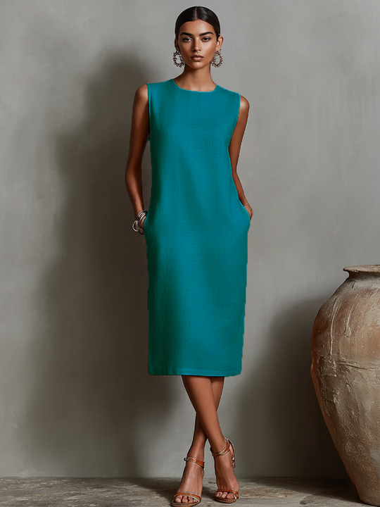 Catherine  - Sleeveless Midi Shift Dress Summer Vacations