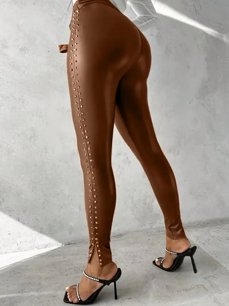 women faux leather pants in black for casual outings 2