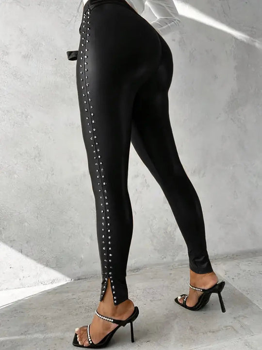 women faux leather pants in black for casual outings 5