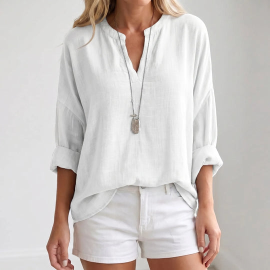 Christina  - Flowy Long Sleeve V-Neck Blouse