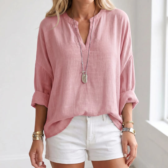Christina  - Flowy Long Sleeve V-Neck Blouse