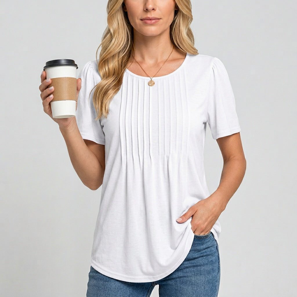 women cotton t-shirt in white for casual outings 7