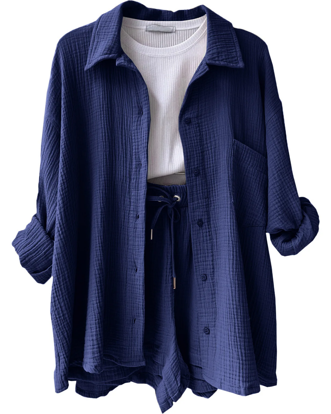 women cotton lounge set in light blue for casual wear 17