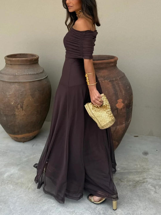 Clara  - Off-Shoulder Maxi Dress Styling For Evening Events