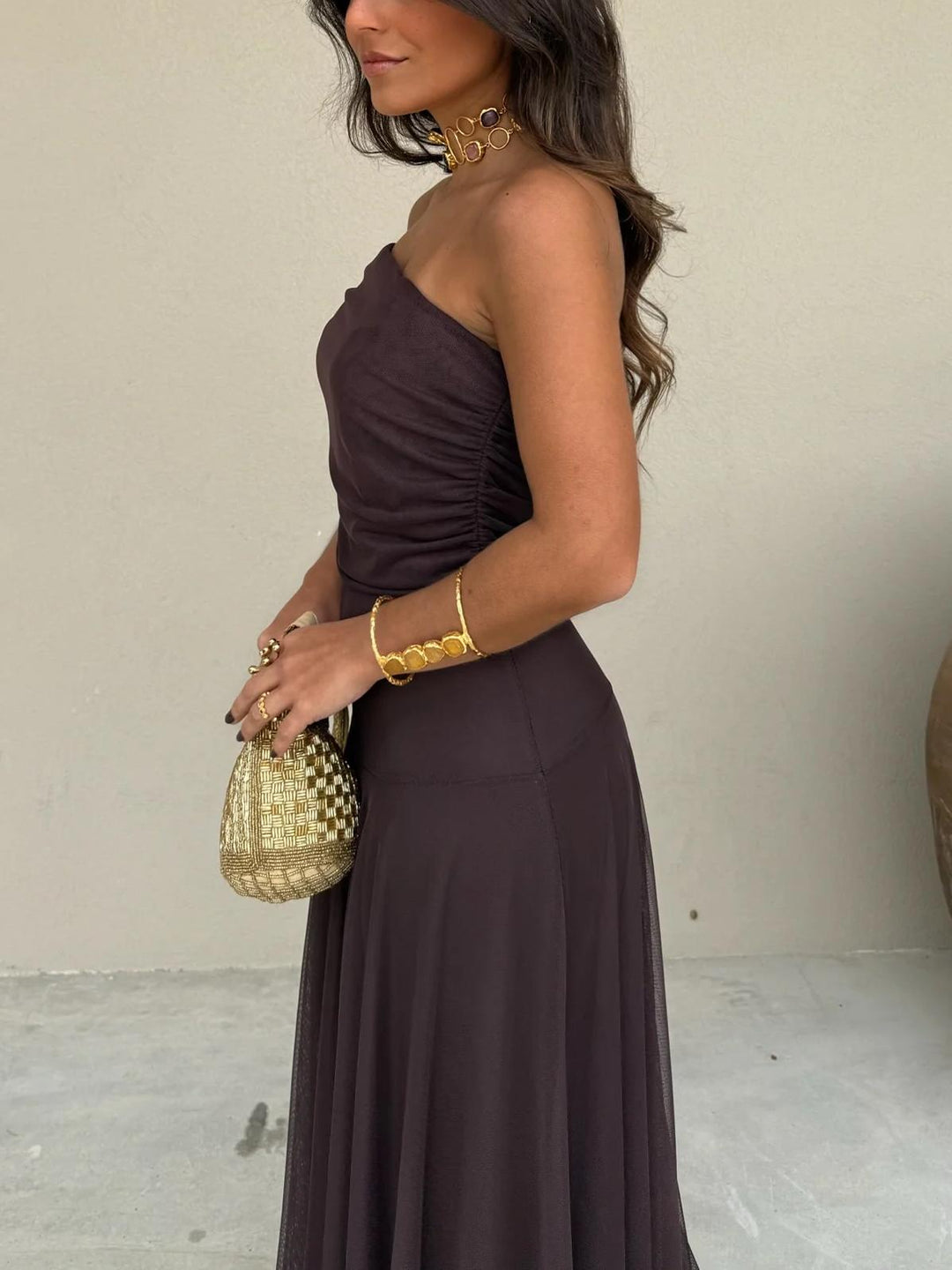 Clara  - Off-Shoulder Maxi Dress Styling For Evening Events