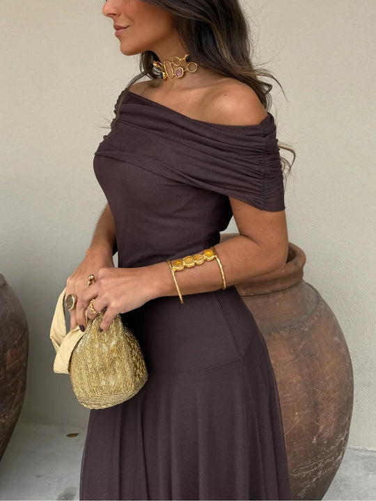 Clara  - Off-Shoulder Maxi Dress Styling For Evening Events