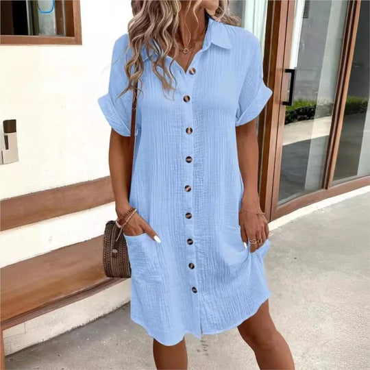 women cotton dress in blue for summer outings 2