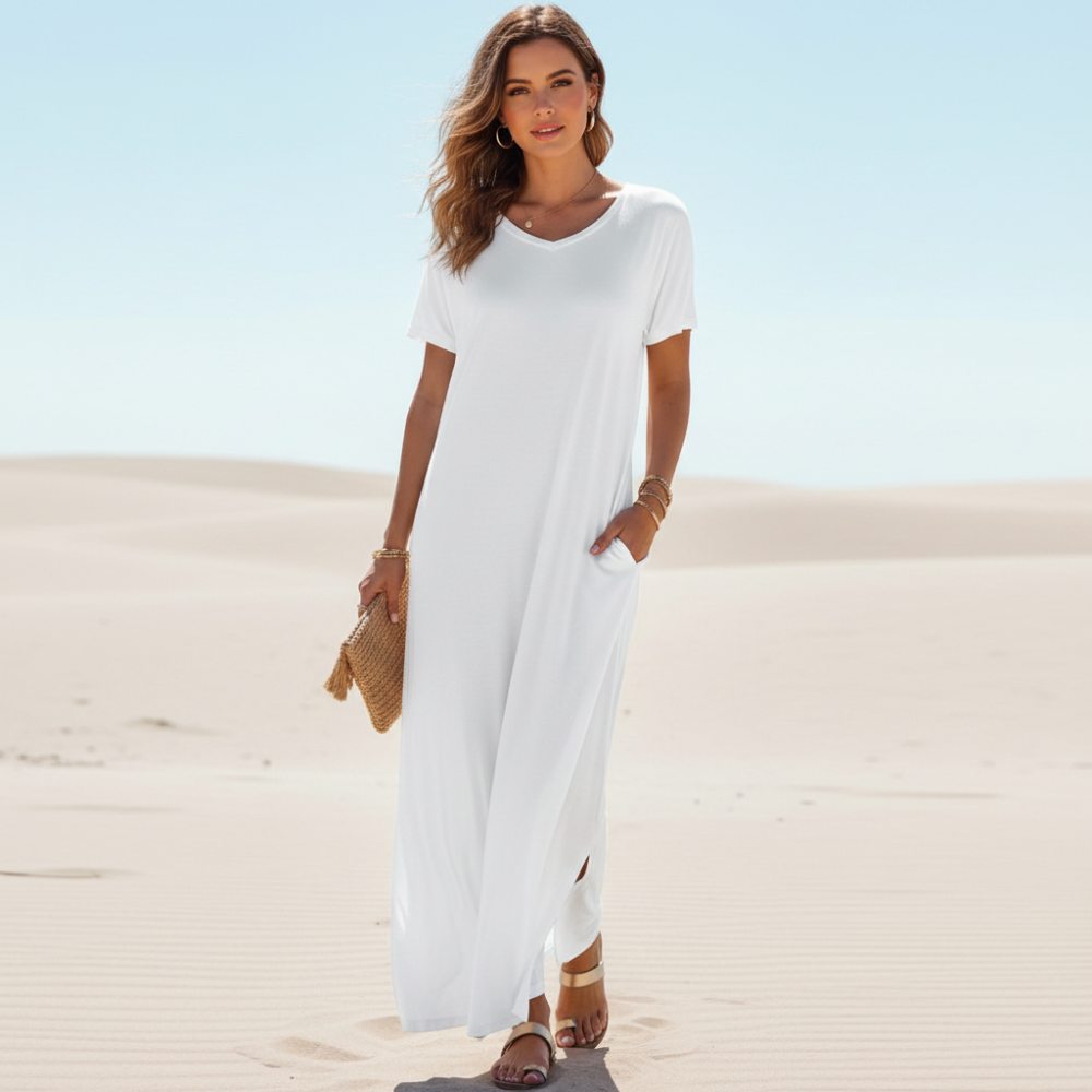 women maxi dress in white for summer occasions 0