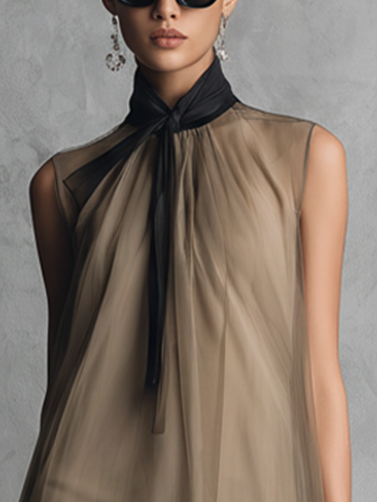 Connie  - Sleeveless Color Block Dress 