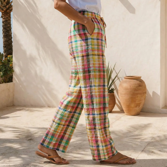 Cora  - Tapered Checkered Print Pants