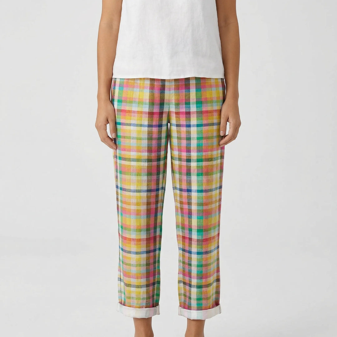 Cora  - Tapered Checkered Print Pants