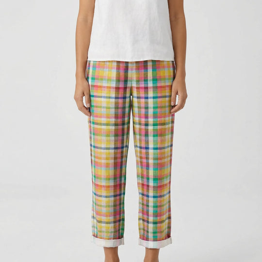 Cora  - Tapered Checkered Print Pants