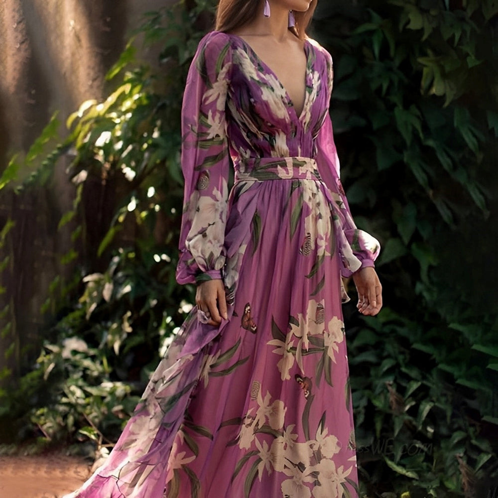Cristina  - Long Floral Maxi Dress Garden Parties