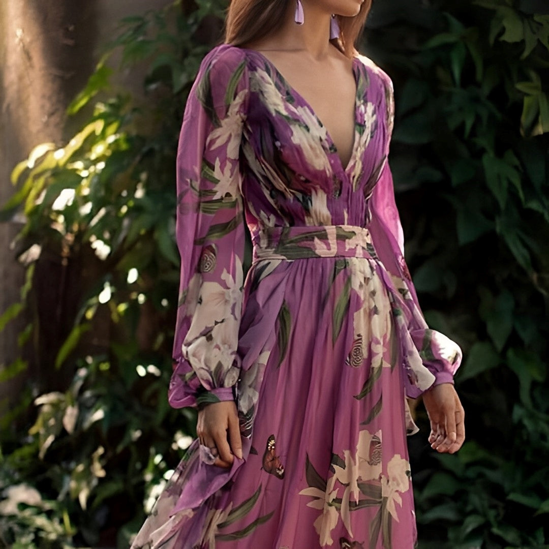 Cristina  - Long Floral Maxi Dress Garden Parties