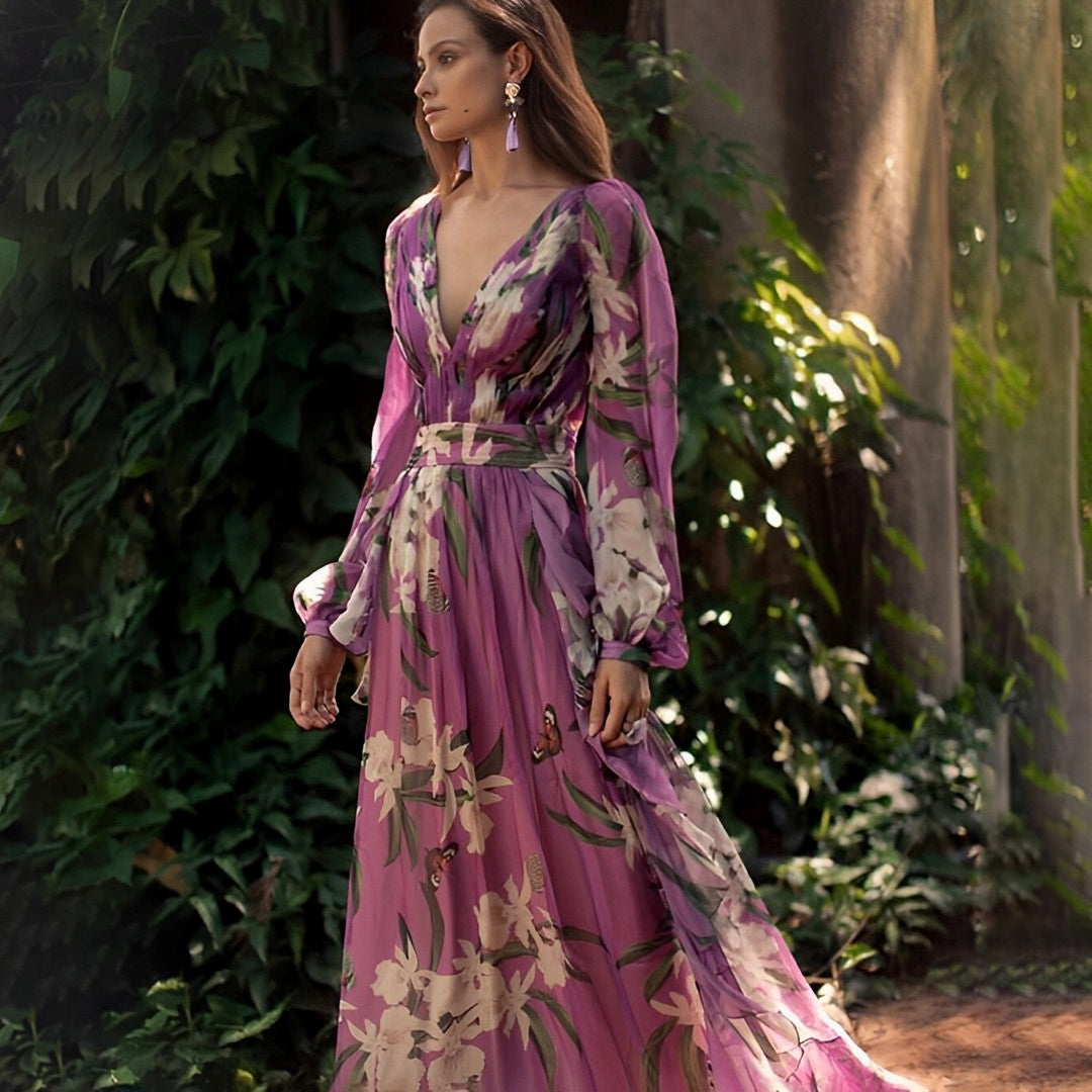 Cristina  - Long Floral Maxi Dress Garden Parties