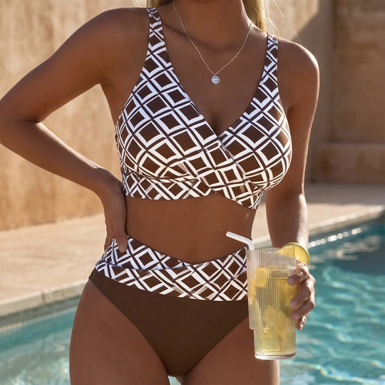 Daisy  - High-Waisted Geometric Print Bikini