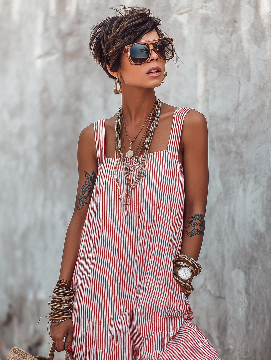 Darla  - Sleeveless Striped Summer Jumpsuit Casual Weekend Outings