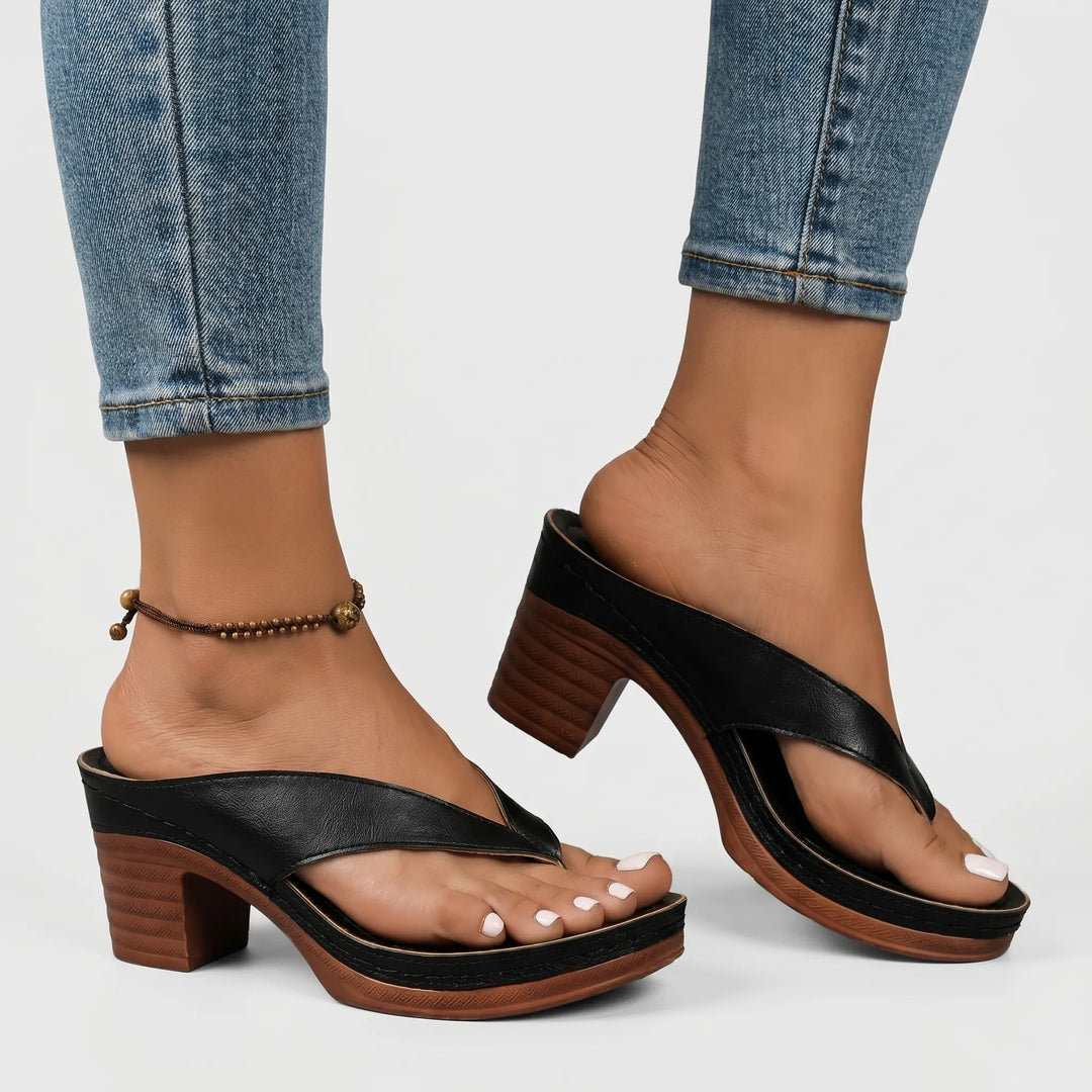 Debbie  - Wedge Toe-Loop Sandal Heel