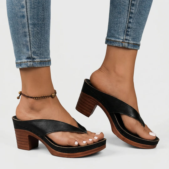 Debbie  - Wedge Toe-Loop Sandal Heel