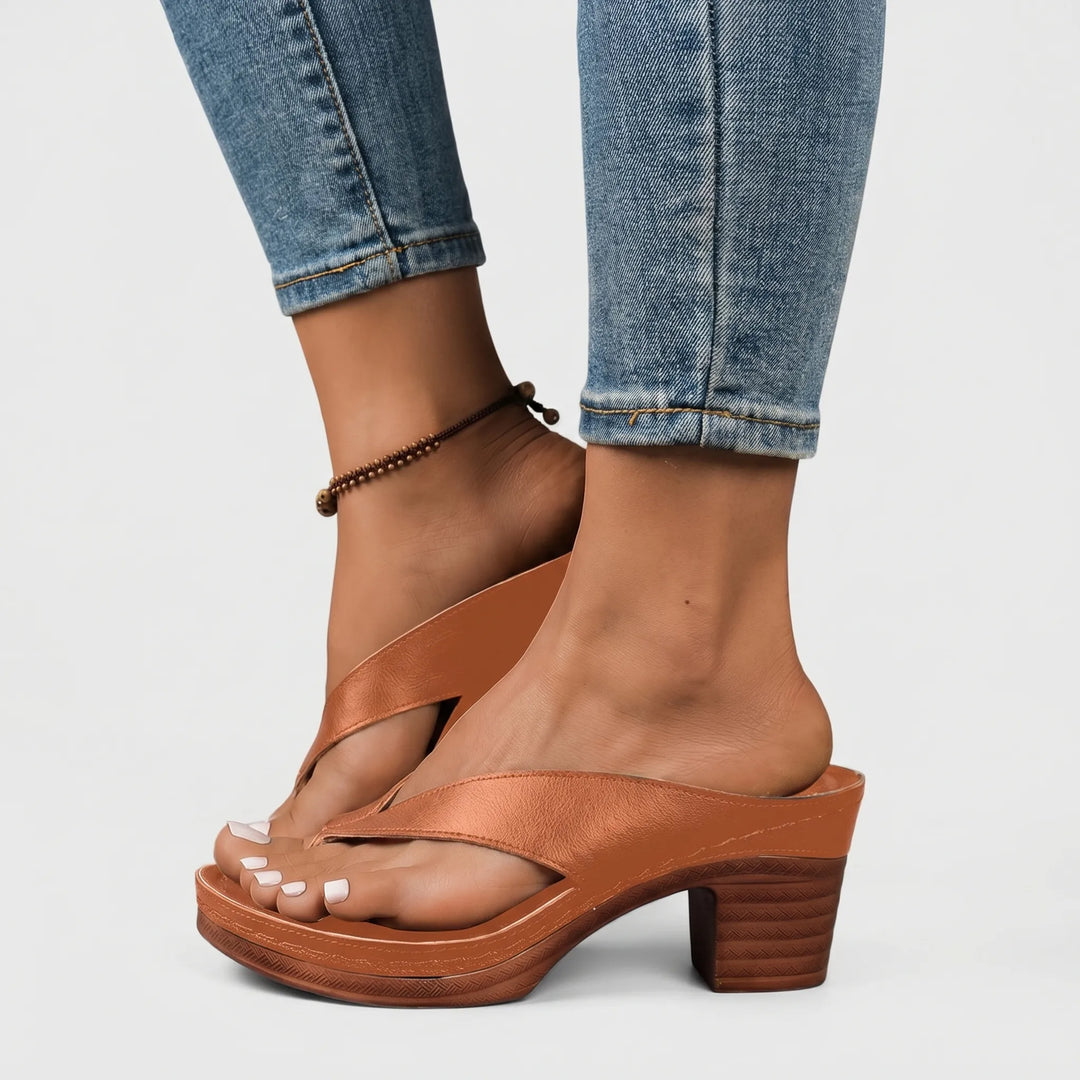 Debbie  - Wedge Toe-Loop Sandal Heel