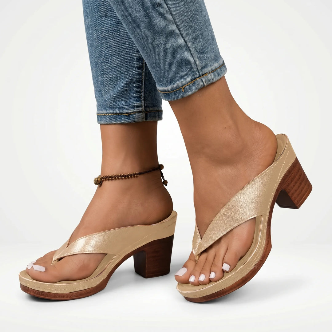 Debbie  - Wedge Toe-Loop Sandal Heel