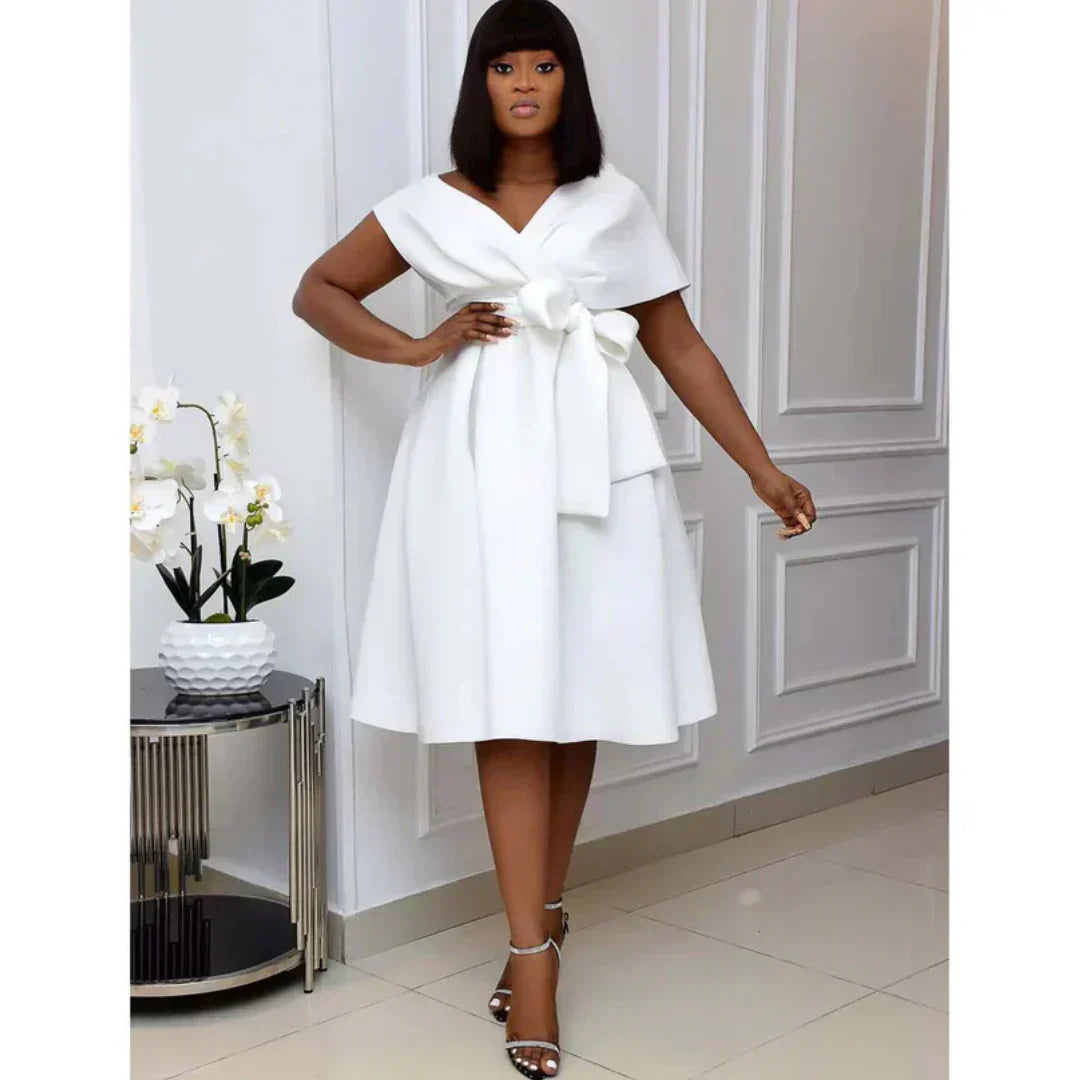 Deborah  - Draped Shoulder Midi Dress