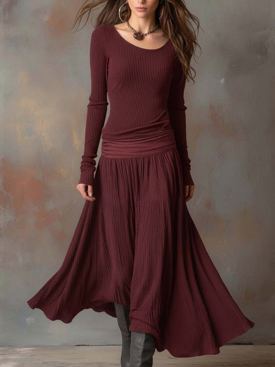 Denise  - Ribbed Knit Midi Dress 