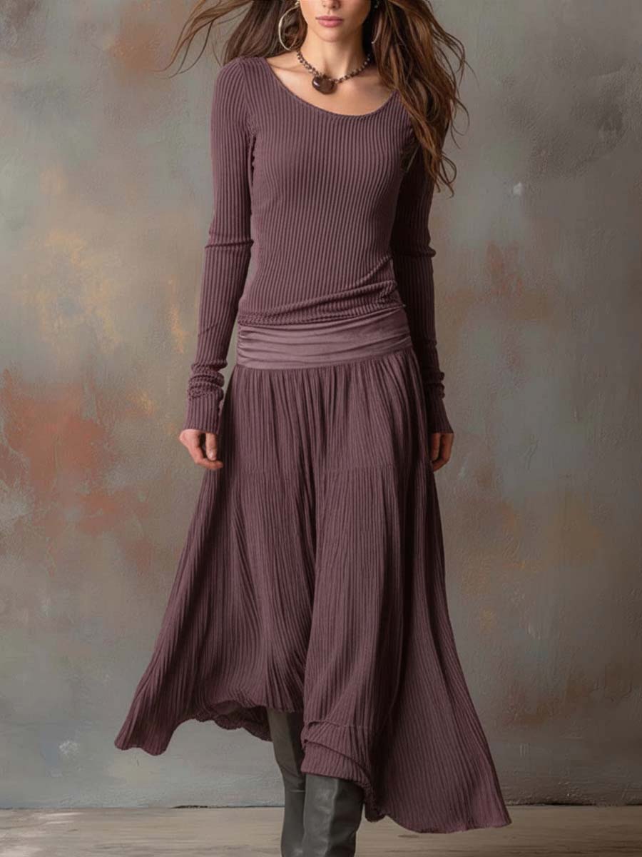 Denise  - Ribbed Knit Midi Dress 