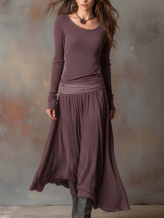 Denise  - Ribbed Knit Midi Dress 