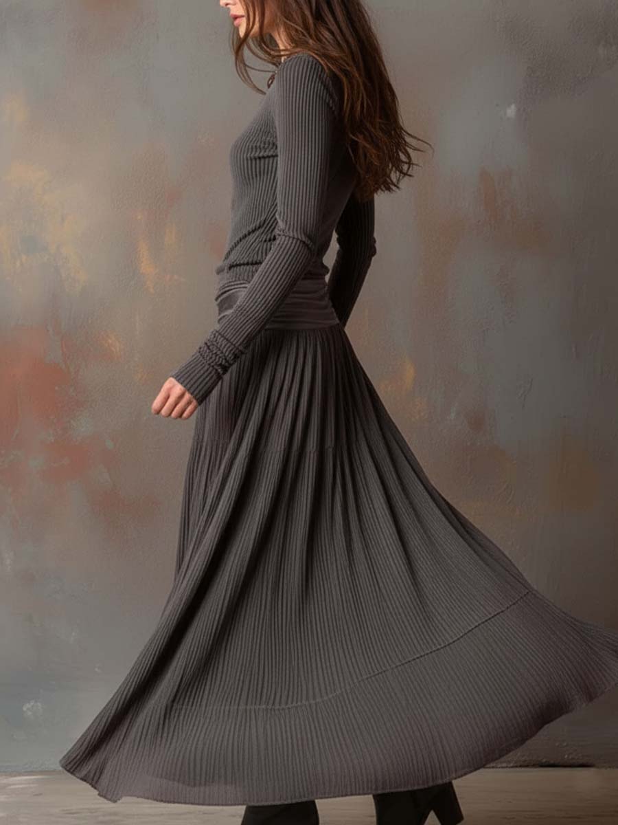 Denise  - Ribbed Knit Midi Dress 