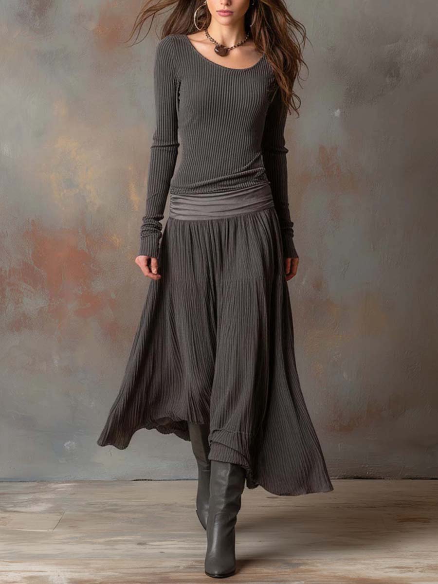 Denise  - Ribbed Knit Midi Dress 