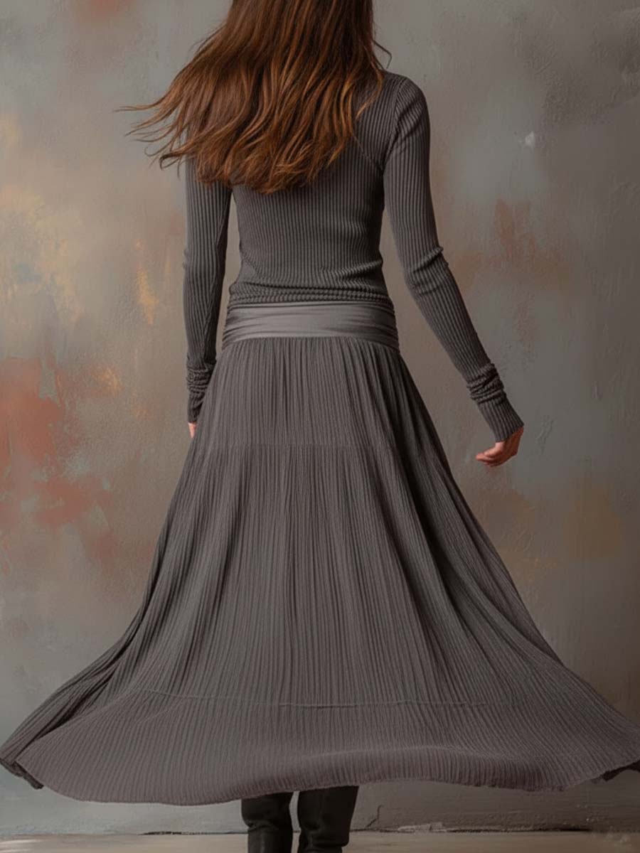 Denise  - Ribbed Knit Midi Dress 