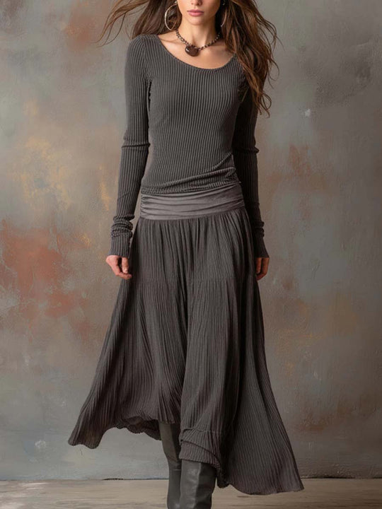 Denise  - Ribbed Knit Midi Dress 