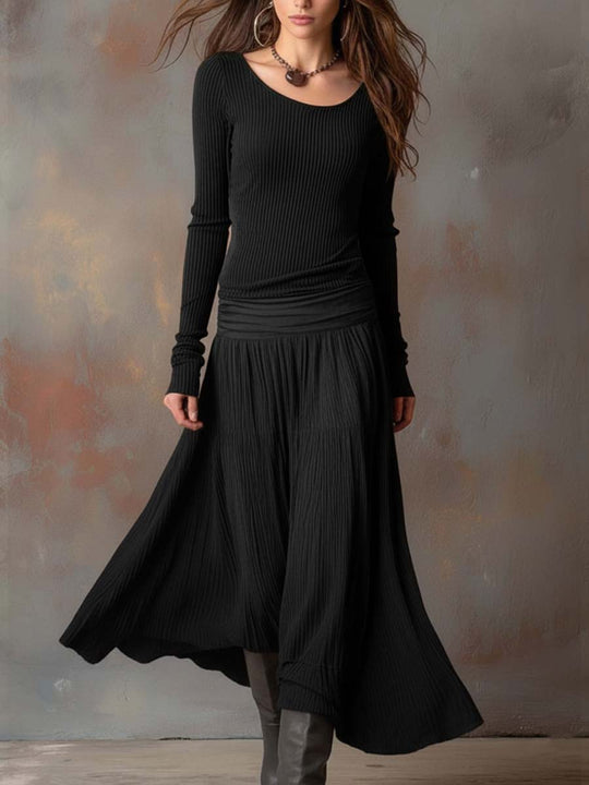Denise  - Ribbed Knit Midi Dress 