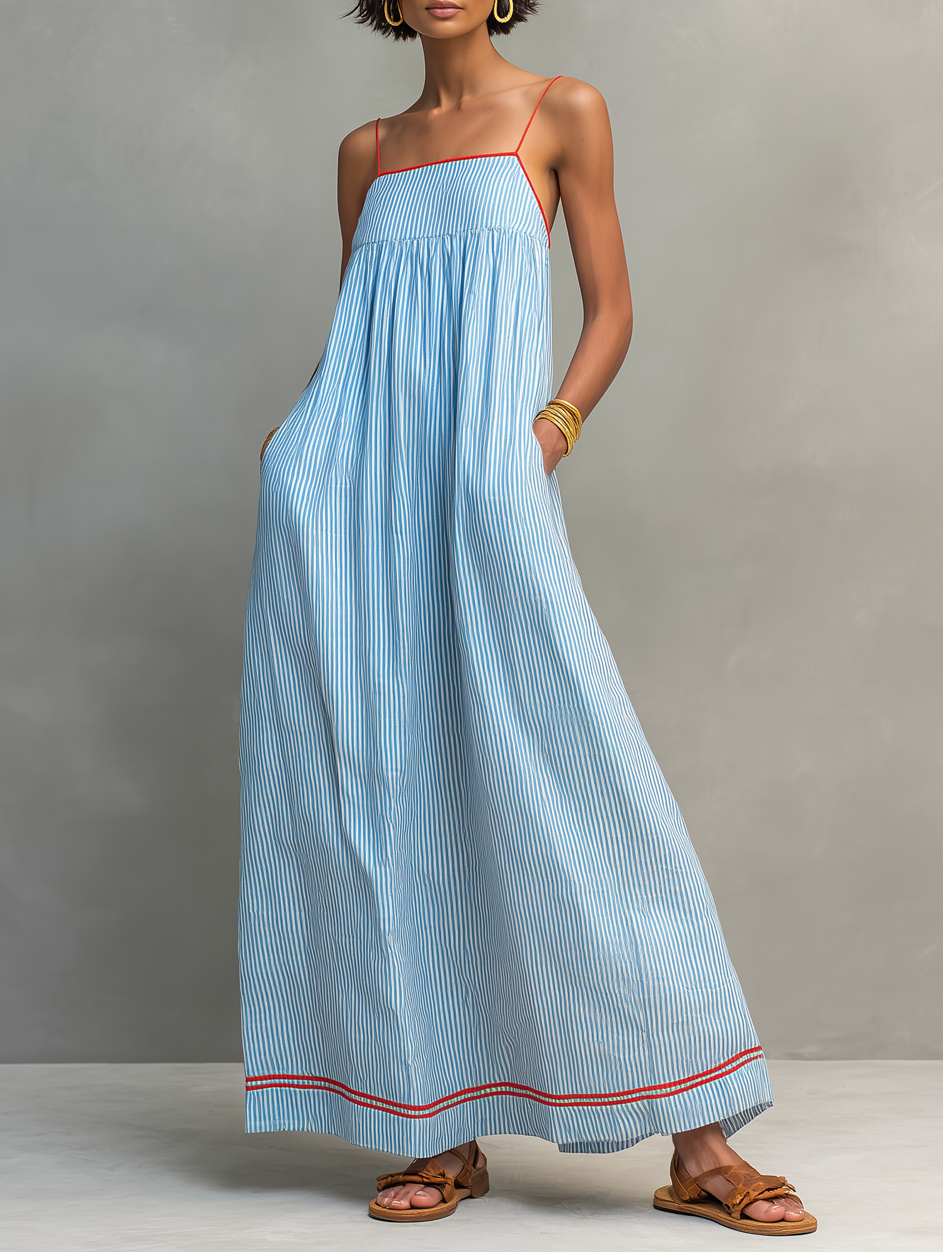 Desiree  - Striped Sleeveless Maxi Dress Casual Weekend Outings