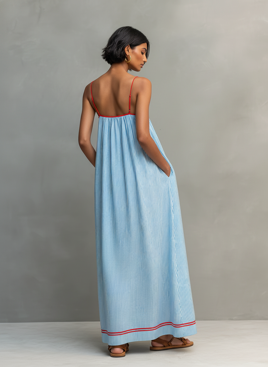 Desiree  - Striped Sleeveless Maxi Dress Casual Weekend Outings