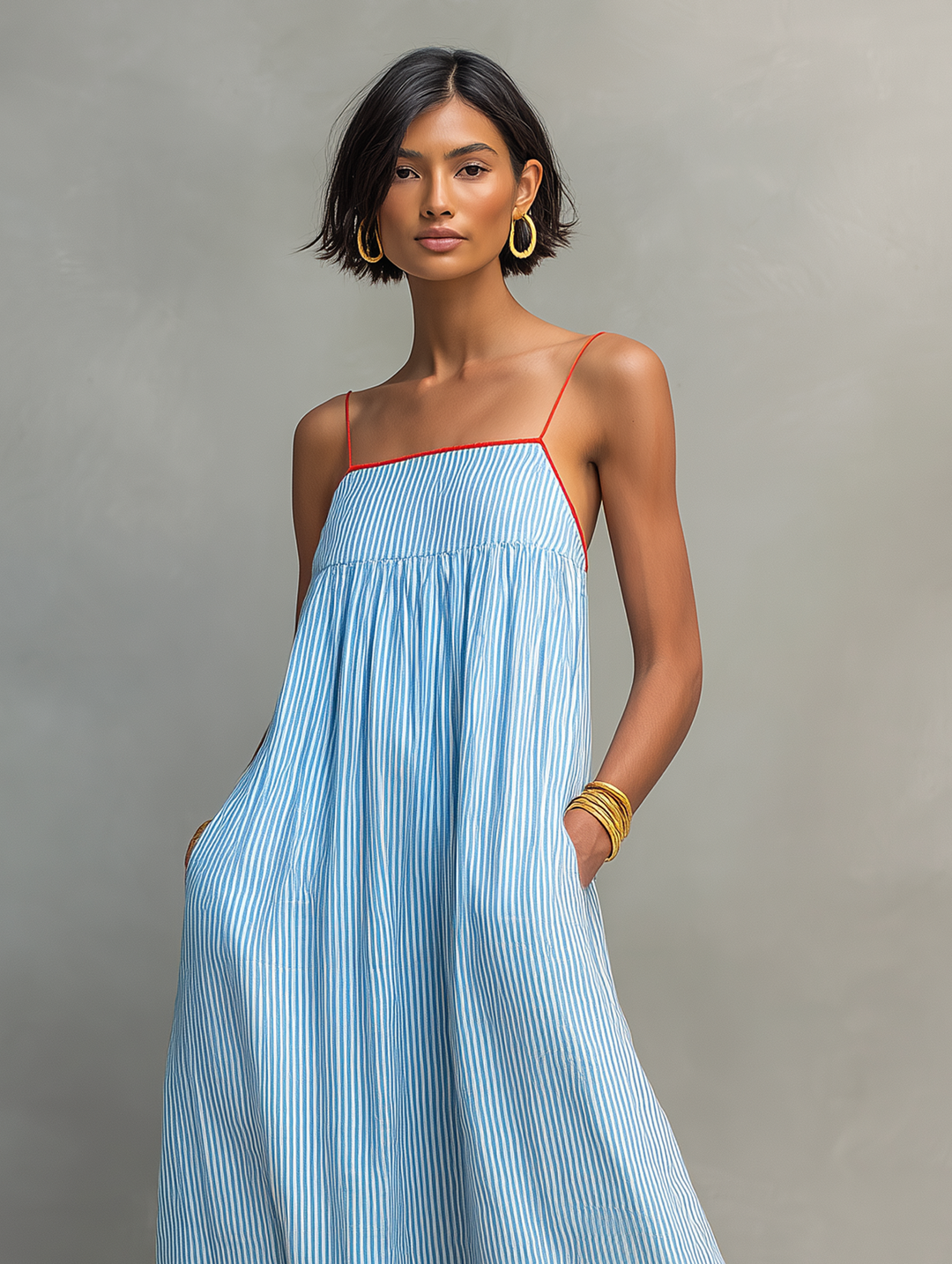Desiree  - Striped Sleeveless Maxi Dress Casual Weekend Outings