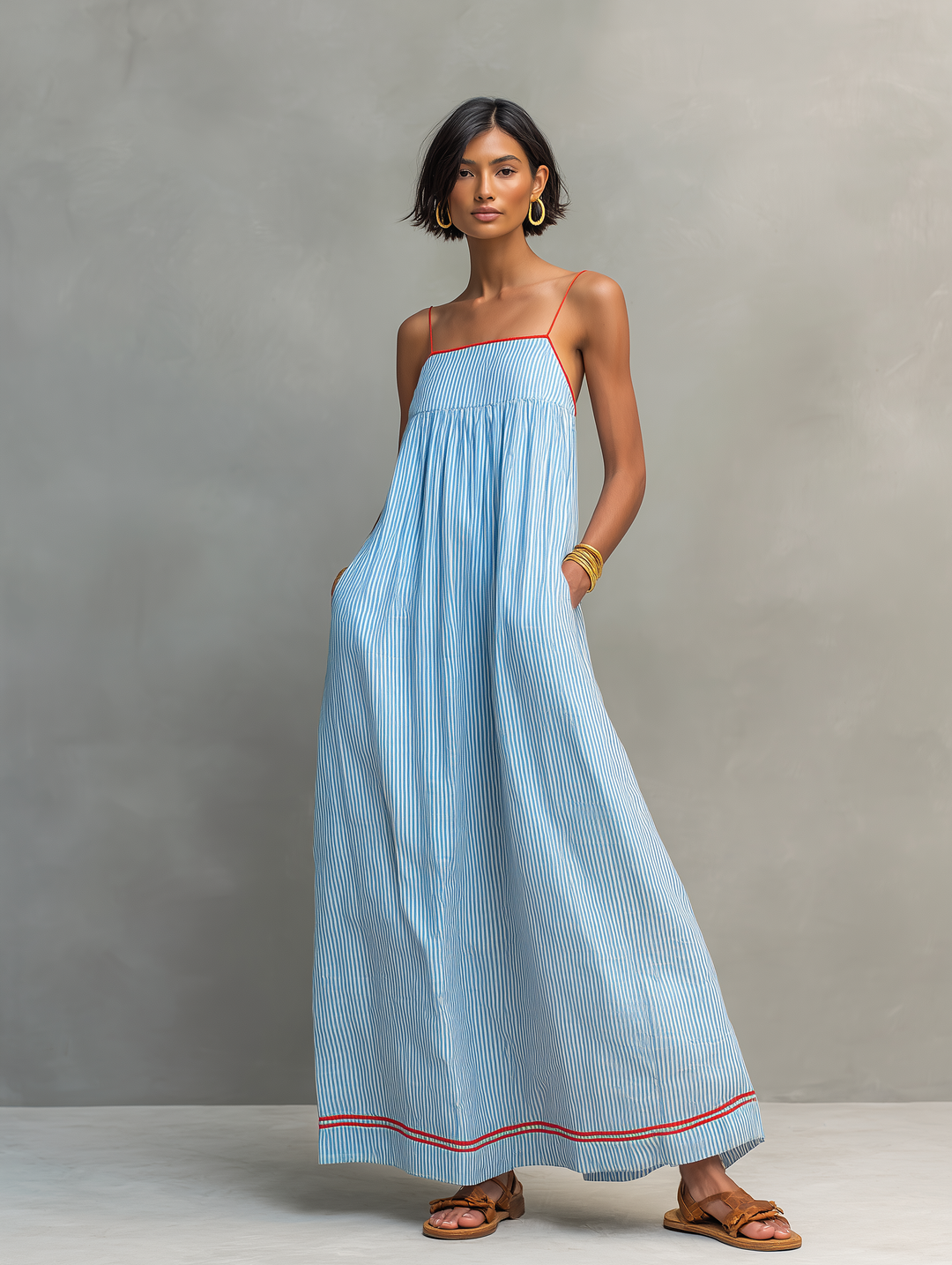 Desiree  - Striped Sleeveless Maxi Dress Casual Weekend Outings