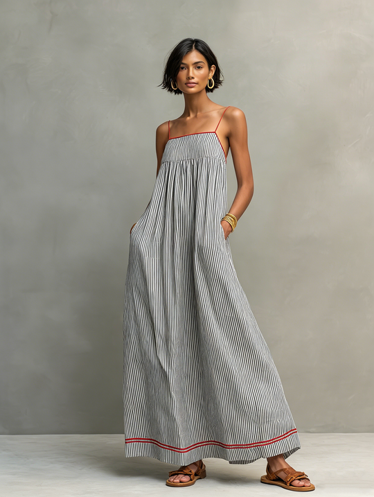 Desiree  - Striped Sleeveless Maxi Dress Casual Weekend Outings