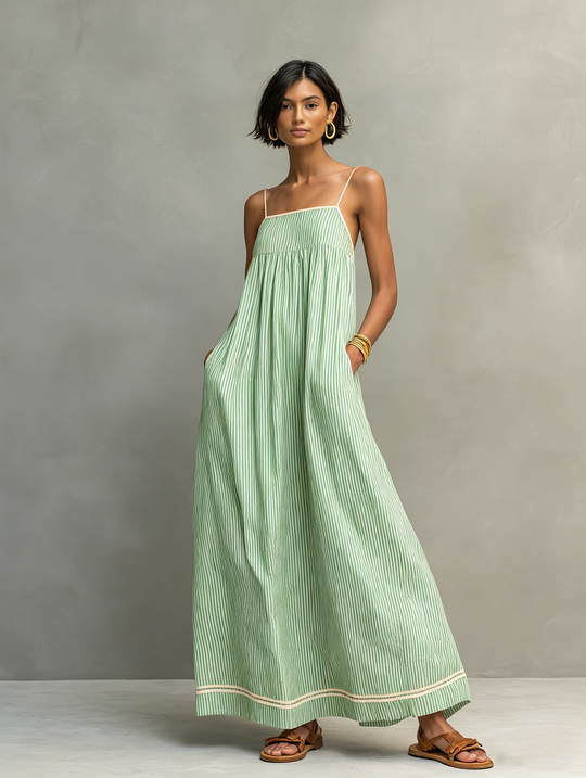 Desiree  - Striped Sleeveless Maxi Dress Casual Weekend Outings