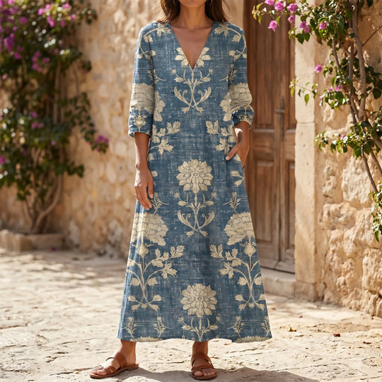 Diana  - V-Neck Floral Maxi Dress