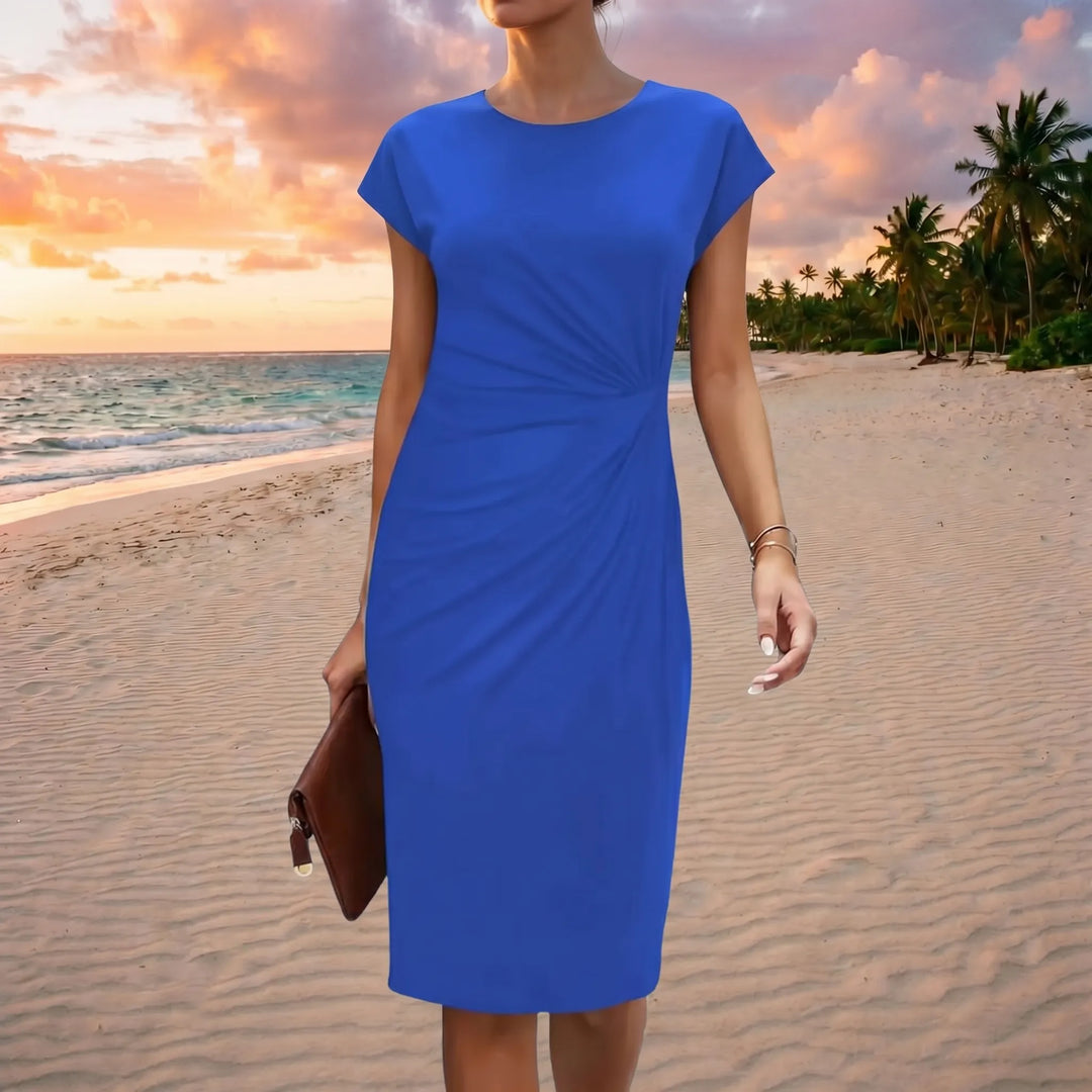 Dora  - Fitted Midi Pencil Dress With Ruching