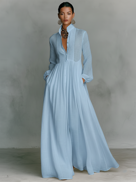 Doris  - Long Sleeve Maxi Dress Casual Daily Wear